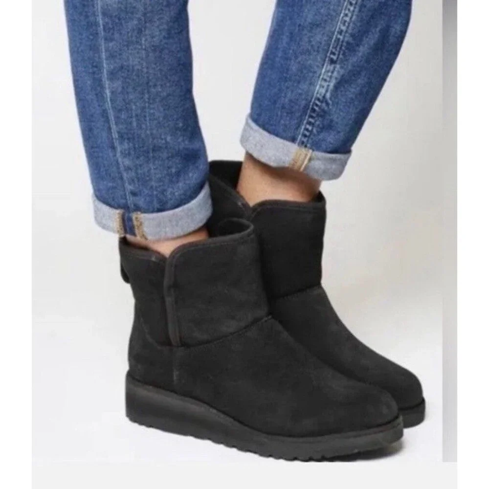 UGG Kristin Wedge Boot, Ankle Women Size 9 M UGG Classic Slim,Black 1012497, New